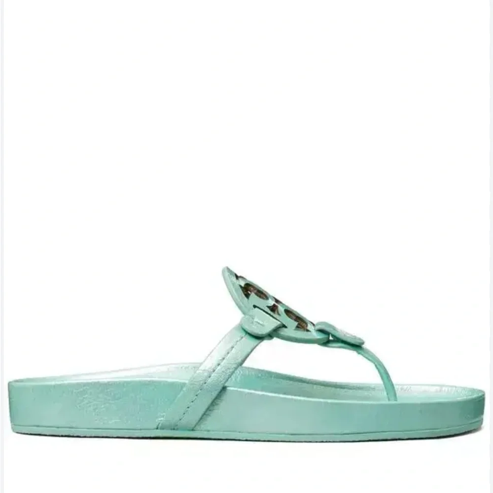 TORY BURCH MILLER CLOUD METALLIC LEATHER AUDREY BLUE 400 SIZE US 8  NEW